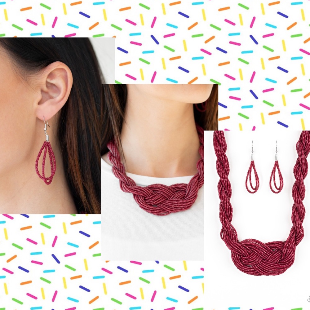 Burgundy seed bead necklace